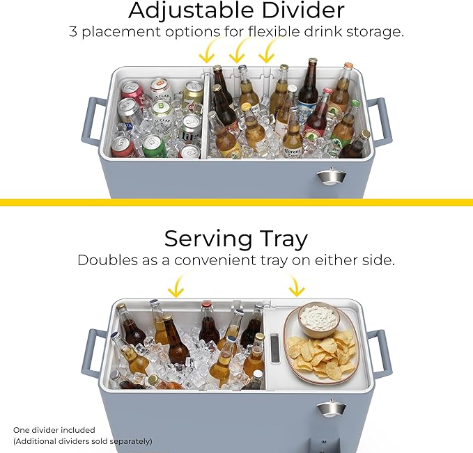 Permasteel 80 Quart Party Cooler, Rolling Ice Chest with Wheels and Handles for Indoor Outdoor Patio