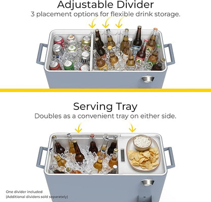 Permasteel 80 Quart Party Cooler, Rolling Ice Chest with Wheels and Handles for Indoor Outdoor Patio