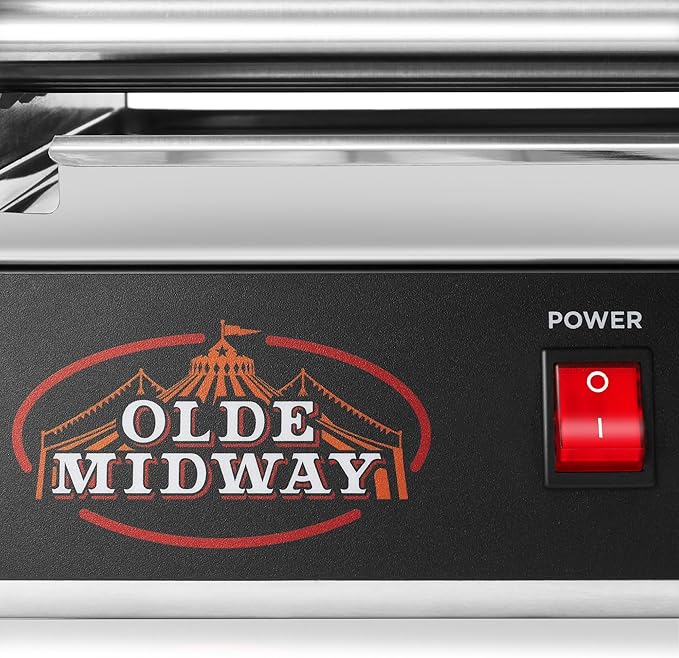 Olde Midway Electric 24 Hot Dog 9 Roller Grill Cooker Machine with Cover 1200-Watt - Commercial Grade