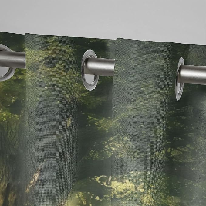 Fantasy Theme Outdoor Curtains for Patio Waterproof,Forest Pattern,Privacy Weatherproof Grommet Outside Curtains for Porch, Pergola, Cabana,Set of 2 Panels,42 x 84 inch,Green