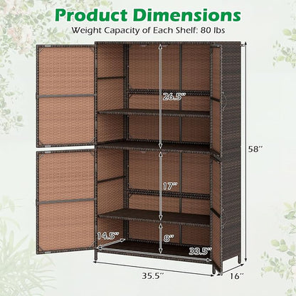 Tangkula Rattan Outdoor Storage Cabinet - Image 5