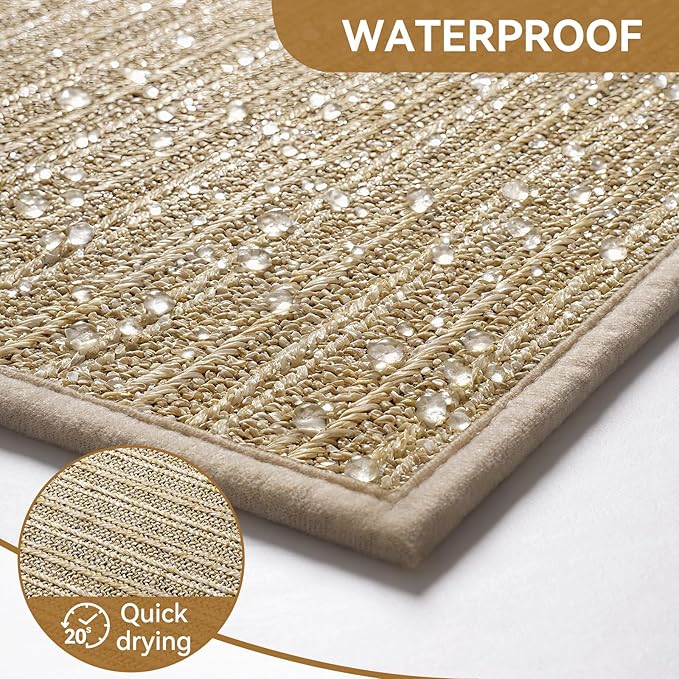 Front Door Mat 31"x47", Heavy Duty Waterproof Dirt Trapping Non-Slip Doormats, Low Profile Entrance Mats for Front Indoor/Outdoor, Brown
