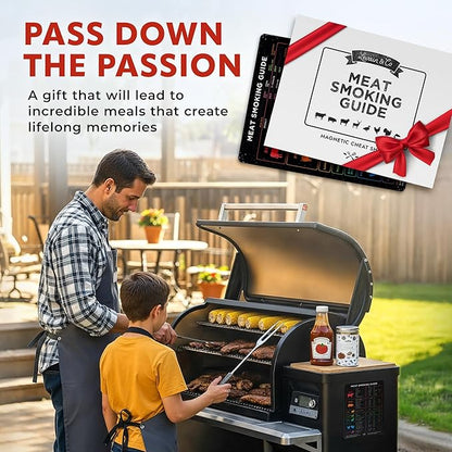 Levain & Co Meat Temperature Magnet & BBQ Smoker Guide - Pellet Smoker & Traeger Accessories - Wood, Time, & Temp - BBQ Accessories - Grilling Gifts for Men
