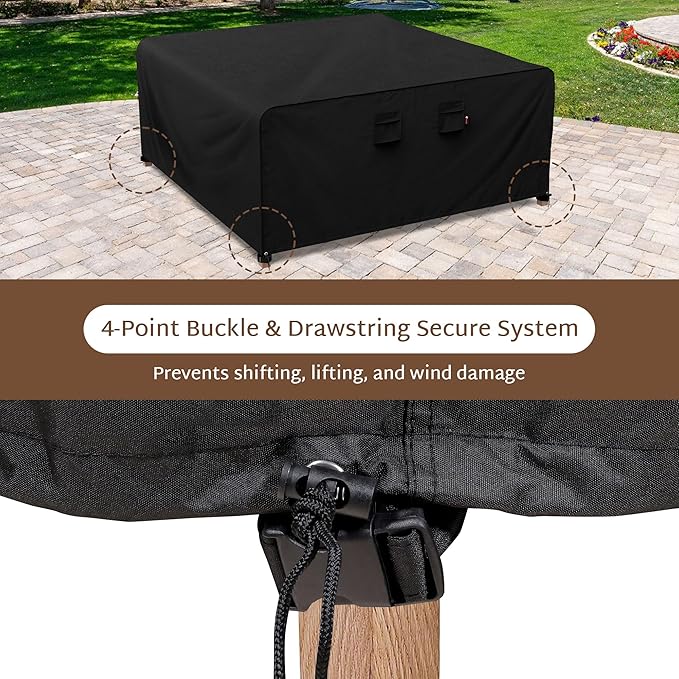 iBirdie Outdoor Patio Furniture Set Covers 64 x 64 inch fit 5 x 5 ft, 60 x 60 inch Table, Waterproof Weatherproof Square Cover, Heavy Duty 600D for Outside Dining Table and Chairs
