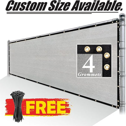 Royal Shade Custom Size 4' x 110' Grey Fence Privacy Screen Windscreen Cover Netting Mesh Fabric Cloth - Cable Zip Ties Included (We Make Custom Size)