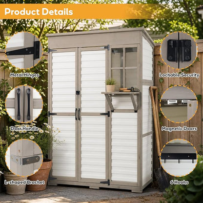 Large Outdoor Storage Cabinet, Weatherproof Garden Shed - Image 6