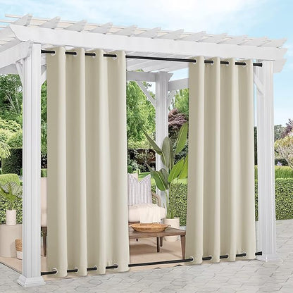 NICETOWN 2 Panels Beige Outdoor Curtains - Image 2