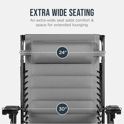 Best Choice Products Oversized Padded Zero Gravity Chair w/Canopy Headrest Cup - Image 5