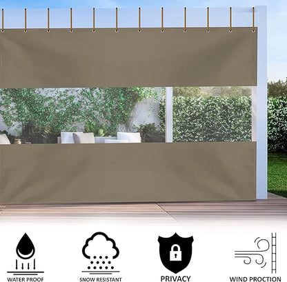 Covers & All Outdoor Clear Panel Curtain, 12 oz Vinyl Outdoor Curtains for Patio, Weather Resistant Waterproof Tarp with Brass Grommets for Pergola, Porch, Gazebos, Balcony (12'H x 9'W Feet, Beige)