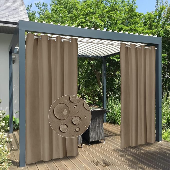 Easy-Going 100% Waterproof Outdoor Curtains 54x84 inch, Sand | Windproof by Easy-Going