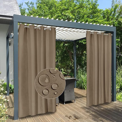 Easy-Going 100% Waterproof Outdoor Curtains 54x84 inch, Sand | Windproof by Easy-Going