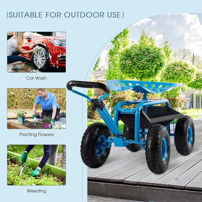Rolling Garden Cart with Workseat - Image 8