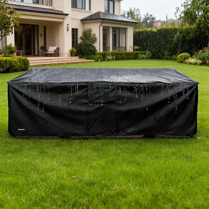 Rectangular Patio Furniture Covers,Upgraded 600D Heavy Duty Outdoor Furniture Covers Waterproof,Outdoor Sectional Dining Table and Chairs General Purpose Furniture Set Cover,126"L × 74"W × 28"H,Black