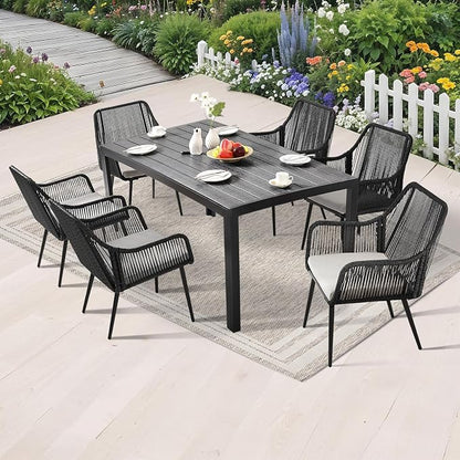 Patio Dining Chairs Outdoor Dining Chairs Set of 2, Woven Twisted Wicker Rattan - Image 8