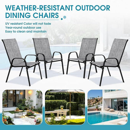 Outdoor Stackable Chairs Set of 4, Textilene Fabric, - Image 7