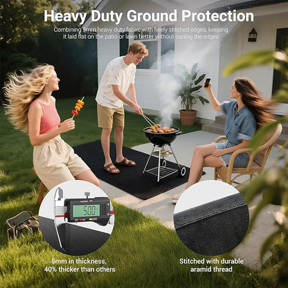 Lancryen 2025 Thickened 48 x 65 inch Under Grill Mat for Outdoor and Indoor, Double-Sided Fireproof Grill Pad, Indoor Fireplace/Fire Pit Mat, Oil-Proof Waterproof BBQ Protector for Decks and Patios