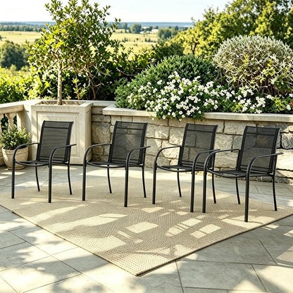Stackable Patio Chairs Set of 4, Outdoor Dining Chairs by Puntogen
