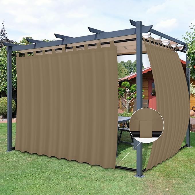 Easy-Going Outdoor Patio Curtains 2 Panels, 110x108 inch, Khaki | Privacy by Easy-Going