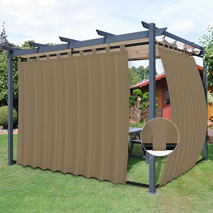 Easy-Going Outdoor Patio Curtains 2 Panels, 110x84 inch, Khaki | Privacy by Easy-Going