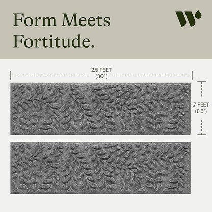 Bungalow Flooring Waterhog Stair Treads (Set of 4) – 8 1/2 x 30 Inches, Durable,Water-Trapping, Indoor/Outdoor Floor Covering, Boxwood Collection – Made in USA, Medium Grey
