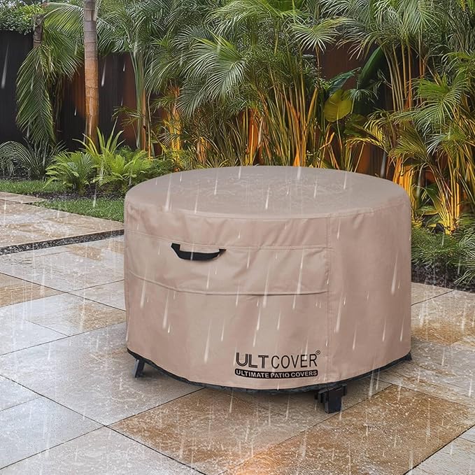 ULTCOVER Round Patio Fire Pit Table Cover 40 inch Outdoor Waterproof Fire Bowl Cover