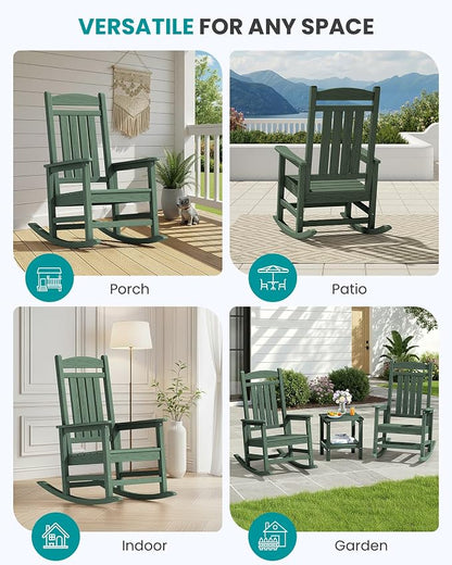 SERWALL Outdoor Rocking Chair Set of 2, Patio Rocking Chair, Porch Rocker - Image 8
