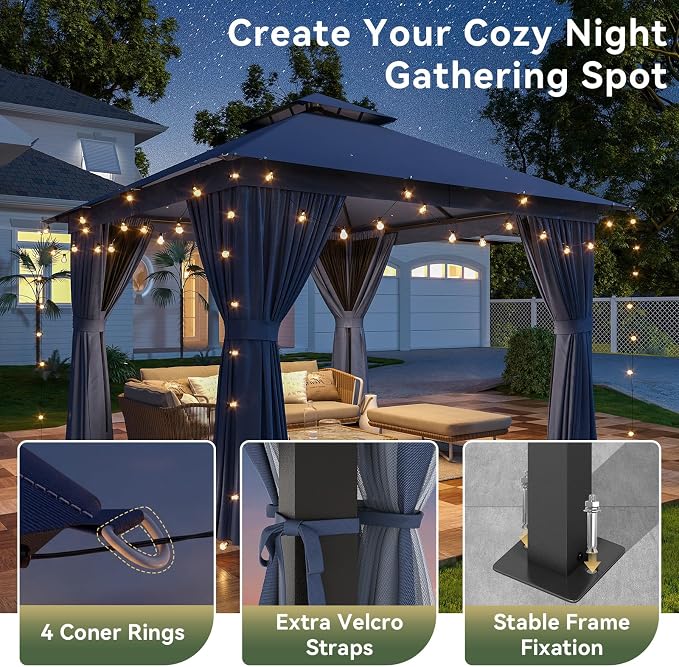 10'x10' Gazebo, Metal Frame Canopy - Image 8
