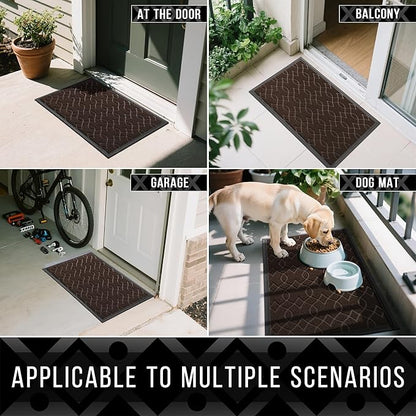 Yimobra Large Door Mat 47x24, All-Season Waterproof Doormat Outdoor Entrance, Heavy Duty Non-Slip Outside Door Mat for Garage Patio Proch Entryway Indoor, Easy Clean, Coffee
