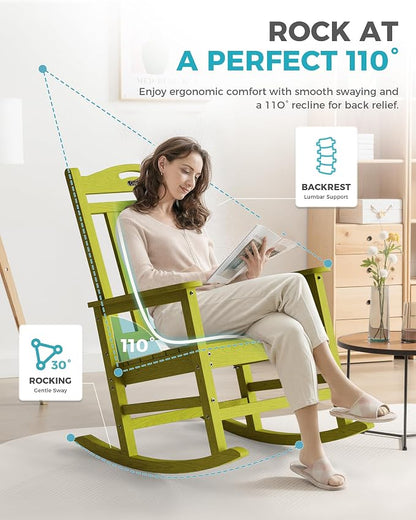 Oversized Outdoor Rocking Chairs Set of 4, 380lbs Heavy-Duty Large Patio Rocker - Image 5
