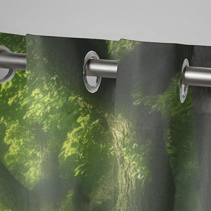Forest Theme Waterproof Outdoor Curtains for Patio,Dawn Trees Jungle Pattern,UV and Fade Resistant Outside Curtains for Gazebo, Front Porch, Pergola,2 Panels,36 x 84 inch,Green