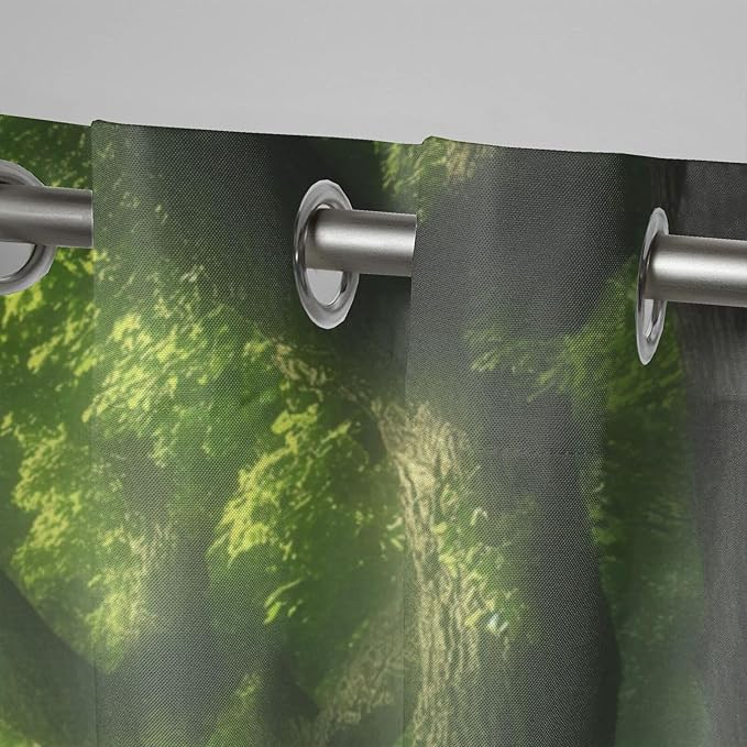 Forest Theme Outdoor Curtains for Patio Waterproof,Dawn Trees Jungle Pattern,Grommet Curtain for Bedroom, Porch, Living Room, Pergola, Cabana,Set of 2 Panels,54 x 108 inch,Green