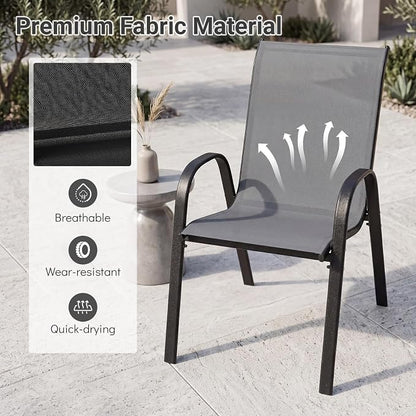 Tangkula Stackable Patio Dining Chairs Set of 4, Outdoor Armchairs - Image 7
