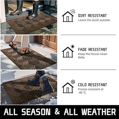 Yimobra Door Mats Outdoor 29.5x17, All-Season Waterproof Outdoor Mats for Front Door Entrance with Drainage Holes, Heavy Duty Non-Slip Doormat for Garage Patio Entryway Indoor, Brown