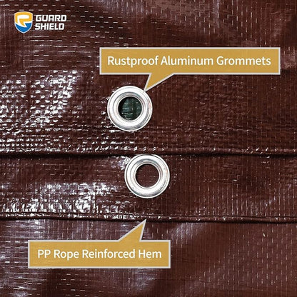 GUARD SHIELD Brown/Green Tarp 8x10 Feet Medium Duty Outdoor Waterproof Multi Purpose Poly Tarps Cover 7mil (2-Pack)