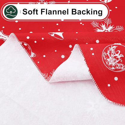 misaya Rectangle Waterproof Vinyl Table Cloth, Wipeable Tablecloth with Flannel Backing, Plastic Table Cover for Dinner, Christmas Party (Bells, 60" x 120")