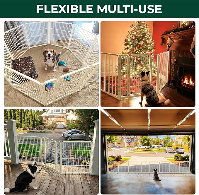 FXW Dog Gate Extra Wide Designed for Indoor Use, Adjustable Width Up to 55-inch Wide (32" H 2 Wire Panels for Small and Medium Dogs), White