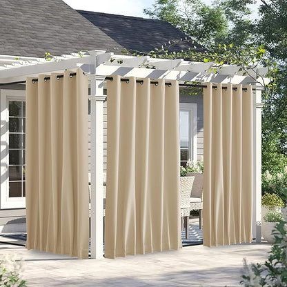 NICETOWN Weighted Curtains for Patio Waterproof W66xL84 Biscotti Beige | Gazebo by NICETOWN