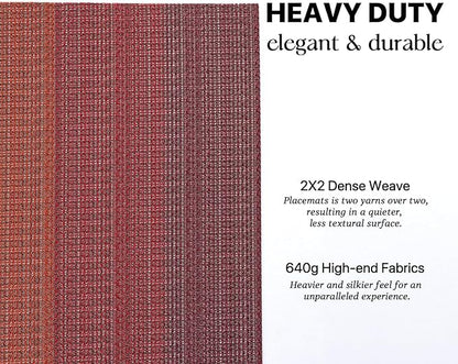 LEXMORE PlaceMats Set of 12 Vinyl/Plastic Woven Place Mats for Kitchen Table Indoor/Outdoor Washable PlaceMat Wipeable Dining Table Mats(Pomegranate Parade)