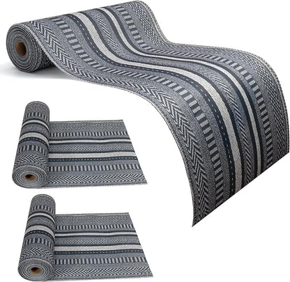 20 Pieces Boho Disposable Table Runners Roll 12x72 Inch, Non-Woven Waterproof Runners with Tear Line, Bohemian Decor for Wedding, Party, Events, Rustic Table Decorations Supplies (Stripe Grey)
