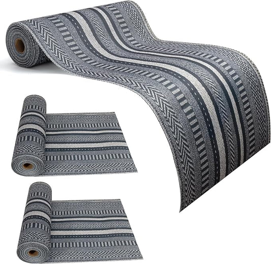 20 Pieces Boho Disposable Table Runners Roll 12x72 Inch, Non-Woven Waterproof Runners with Tear Line, Bohemian Decor for Wedding, Party, Events, Rustic Table Decorations Supplies (Stripe Grey)