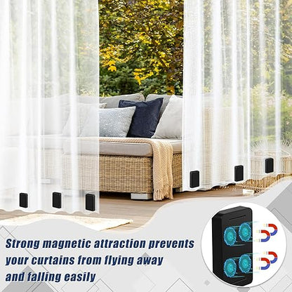 16 Pcs Outdoor Curtain Weights, 8 Pairs Upgrade to Heavier Magnetic Drapery Weights, Plastic Wrapped Waterproof Curtain Magnets for Home Decor, Outside Curtain, Tablecloth, Patio, Shower Curtains