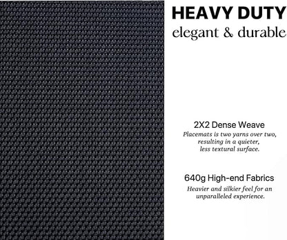 LEXMORE PlaceMats Set of 12 Vinyl/Plastic Woven Place Mats for Kitchen Table Indoor/Outdoor Washable PlaceMat Wipeable Dining Table Mats(Black)