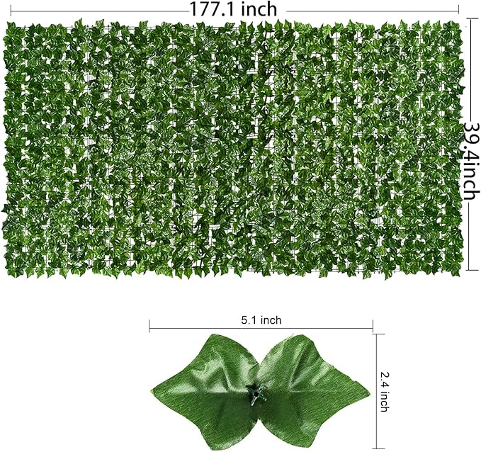 DearHouse Artificial Faux Ivy Hedge Privacy Fence Wall Screen, 177.1 * 39.3inch Leaf and Vine Decoration for Outdoor Garden Home Decor