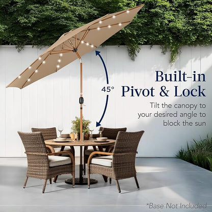 Best Choice Products 10ft Solar Market Patio Umbrella w/Woodgrain Pattern Pole - Image 5