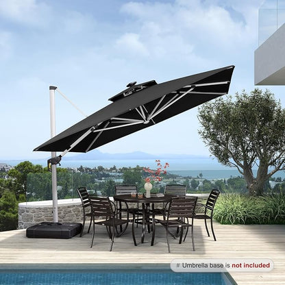PURPLE LEAF Cantilever Umbrella 11'X11' Double Top Solar LED Light, Stays bright - Image 2