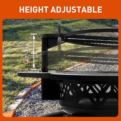 Red Mountain Valley 47" Outdoor Fire Pit with Adjustable Grill, 2-in-1 Metal Outdoor Fireplaces, Large Patio Wood Burning Fire Pits for Outside, Ideal for Backyard, Patio, Party