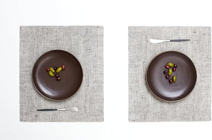 modern-twist 14" x 16" Silicone Rectangular Placemat, BPA, PVC-Free Table Mat, Dishwasher Safe, Linen Print in Chocolate, Pack of 1
