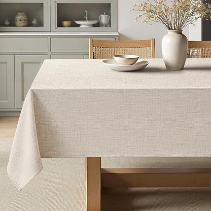 MIULEE Grayish White Linen Polyester Tablecloth 60x84 Inch Spring Rectangle Table Cloth Waterproof,Stain Resistant & Wrinkle Resistant for Dining Party Wedding