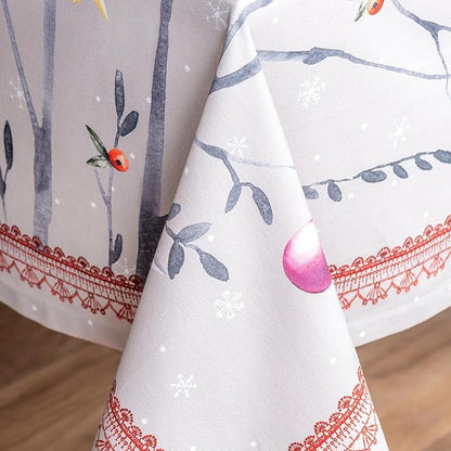 Maison d' Hermine Table Cloth Rectangle Table 100% Cotton 70 x 90 Inches Fall Tablecloth Reusable Everyday Use for Thanksgiving Christmas Decorations Dining Farmhouse Party (Fairy Christmas)