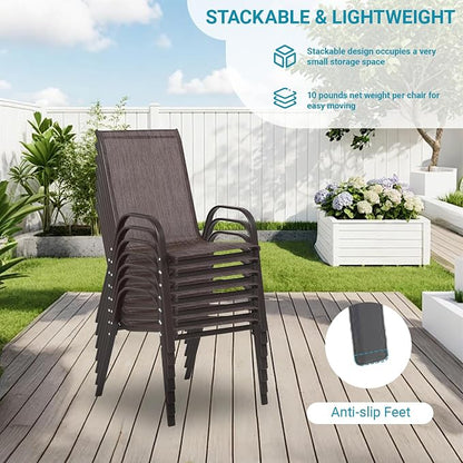 Patio Chairs Set of 6, Breathable Textilene, Weatherproof Frame, Quick Setup - Image 4